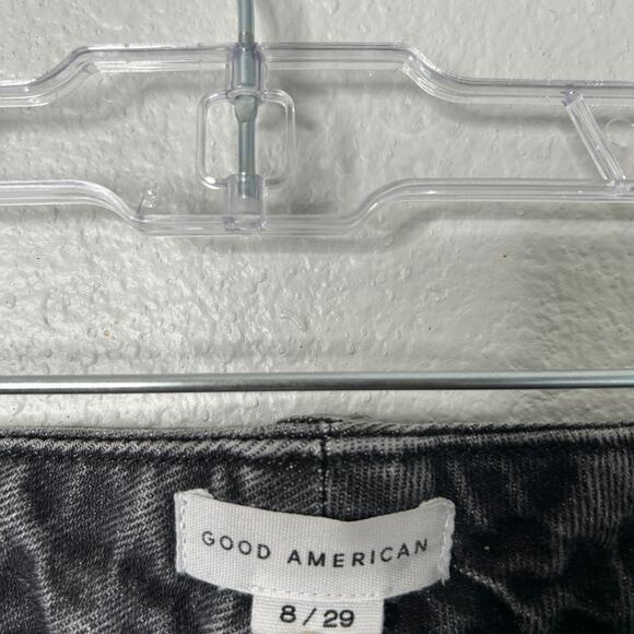 Good American Womens Darted Distressed High Waist Black Straight Jeans 8/29 - Picture 6 of 12